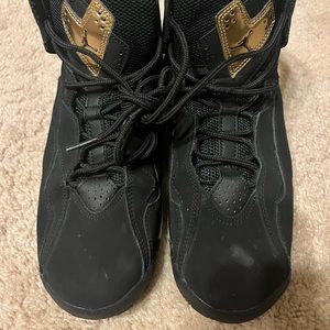 Jordan True Flight 'Black Metallic Gold' — good used condition.